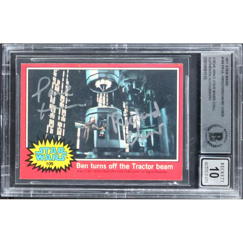Paul Hirsch & Richard Chew Signed 1977 Star Wars #109 Card Auto 10! BAS Slabbed