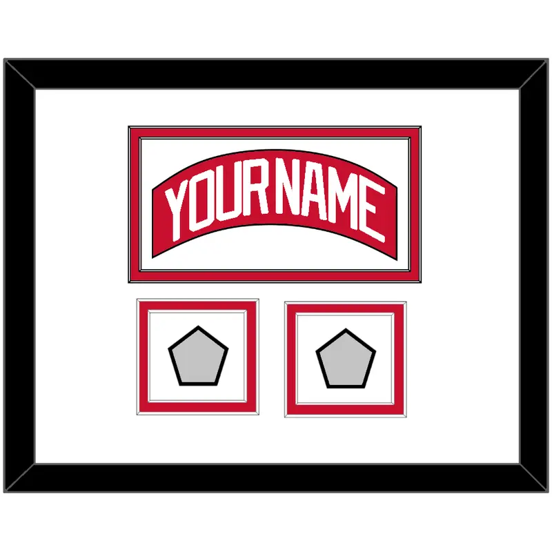 Detroit Nameplate & 2 Stanley Cup Finals Patch - Road Red (1997-2007) - Double Mat 1