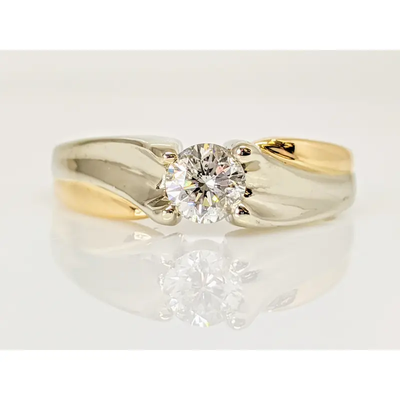 14K TWO-TONE .44 CARAT TOTAL I1 H DIAMOND ROUND ESTATE RING 3.5 GRAMS
