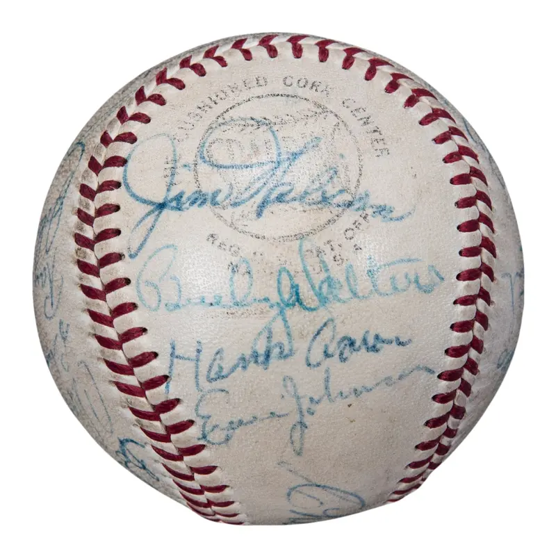 Nice 1954 Hank Aaron Rookie Milwaukee Braves Team Signed Baseball Beckett COA