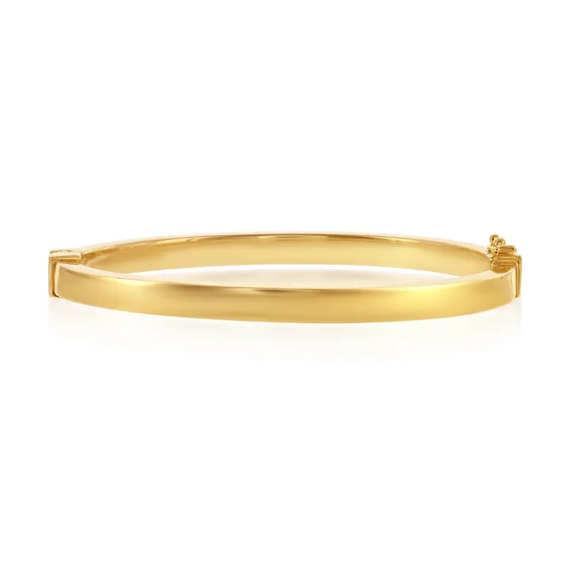 Sterling Silver Plain Hinged Bangle - Gold Plated