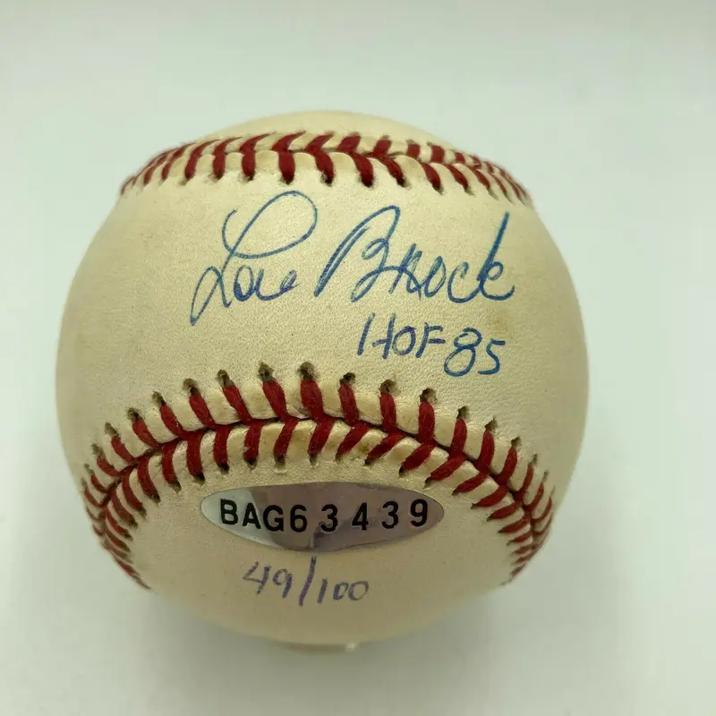 Lou Brock HOF 1985 Signed National League Baseball UDA Upper Deck Hologram