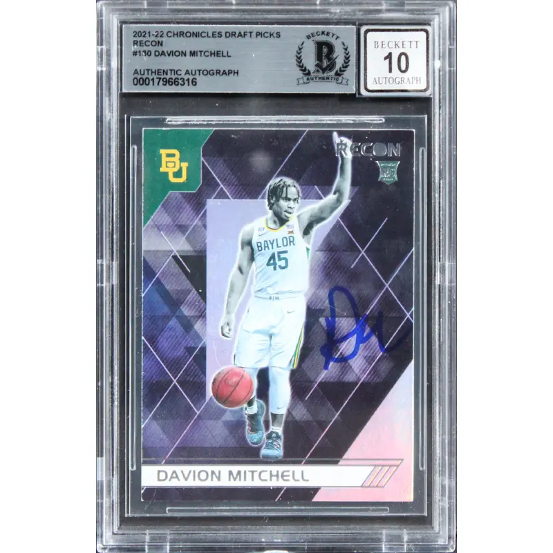 Davion Mitchell Signed 2021 Chronicles DP Rcn #130 Rookie Card Auto 10! BAS Slab