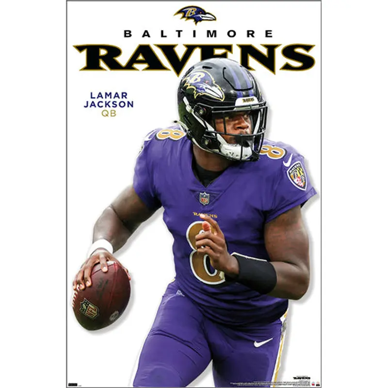 Lamar Jackson "Roll Out" Baltimore Ravens NFL Action Wall Poster - Costacos 2023