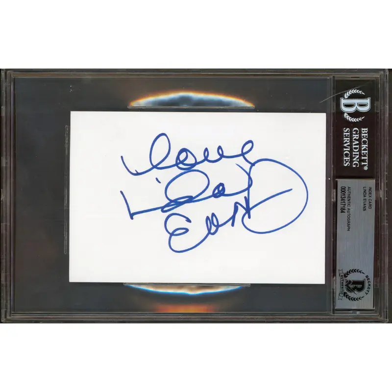 Linda Evans The Big Valley Authentic Signed 4x6 Index Card BAS Slabbed