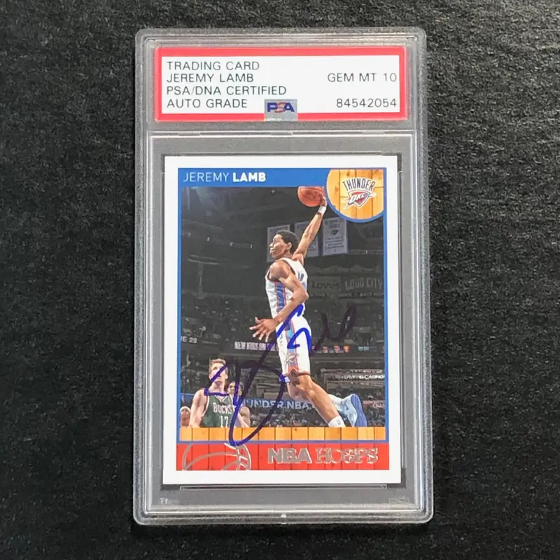 2013-14 NBA Hoops #43 Jeremy Lamb Signed Card AUTO 10 PSA Slabbed Thunder