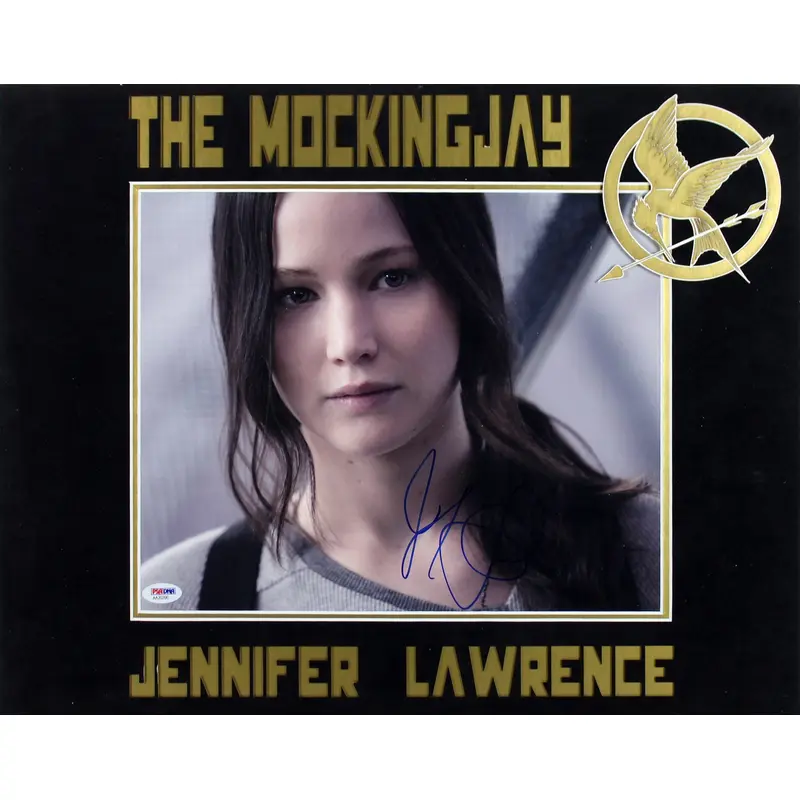 Jennifer Lawrence Hunger Games Mockingjay Signed Matted 11X14 photo PSA #AA20200