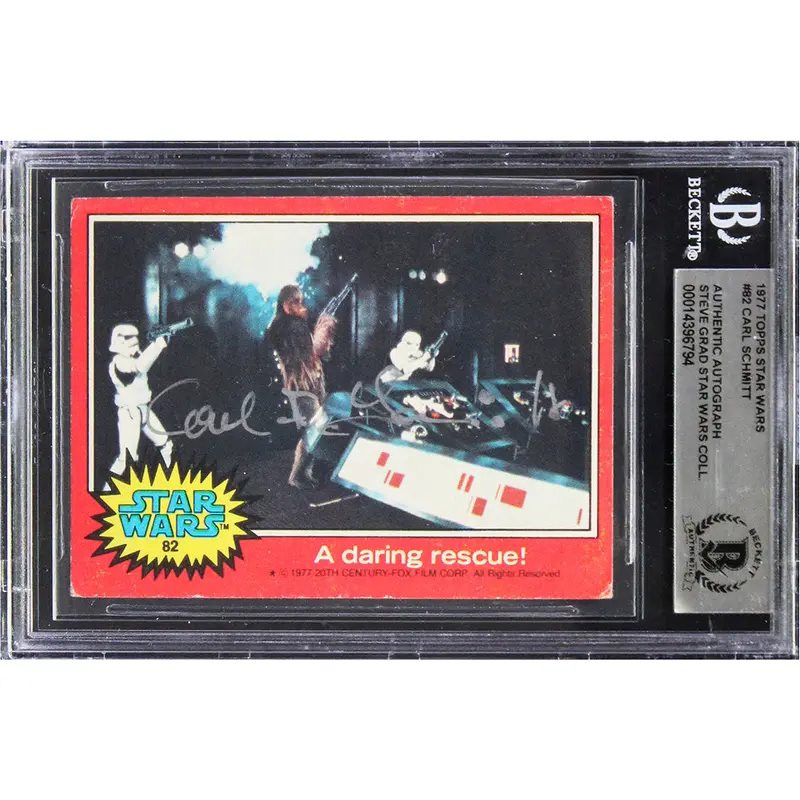 Carl Schmitt Star Wars Authentic Signed 1977 Topps Star Wars #82 Card BAS Slab