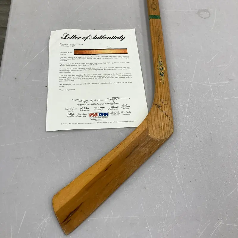 1948-49 Toronto Maple Leafs Stanley Cup NHL Champs Team Signed Hockey Stick PSA