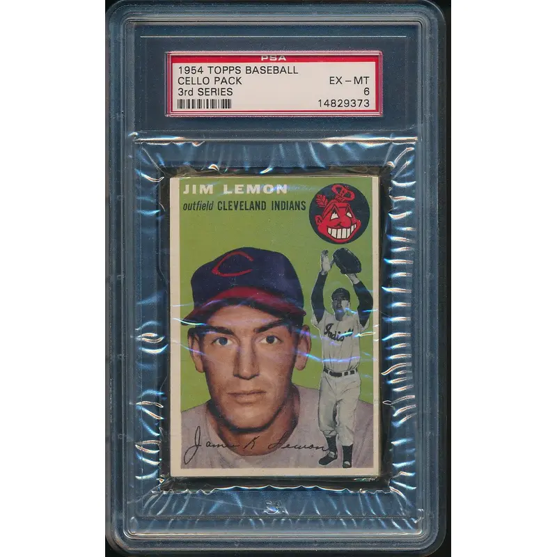 1954 Topps Baseball Unopened 3rd Series Cello Pack PSA 6
