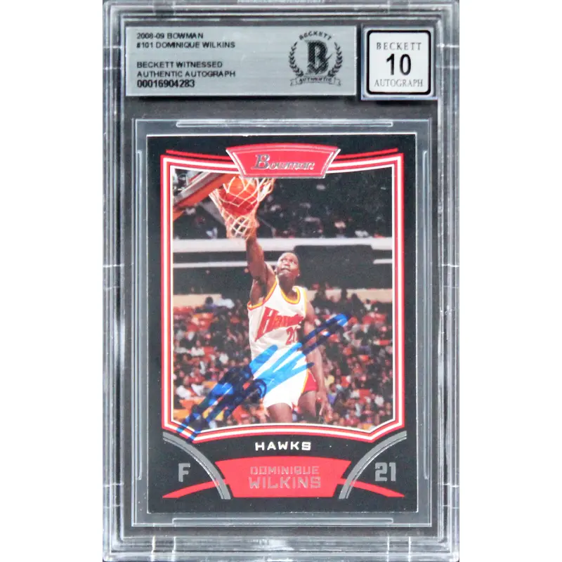 Hawks Dominique Wilkins Authentic Signed 2008 Bowman #101 Card Auto 10! BAS Slab