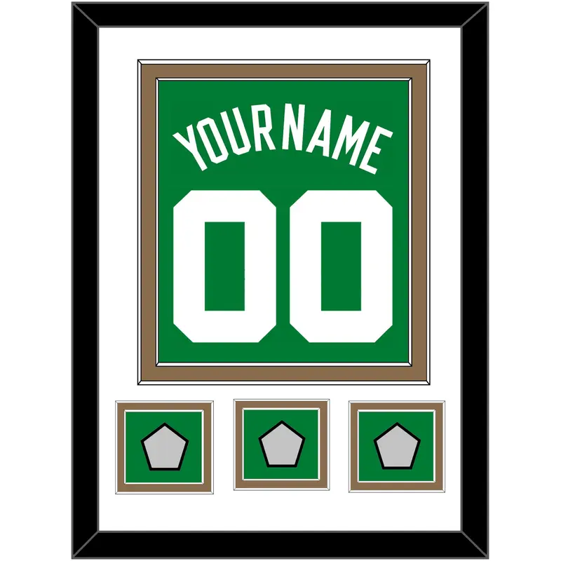 Boston Name & Number With 3 Trophy Patches - Road Green (1972-2018) - Double Mat 1