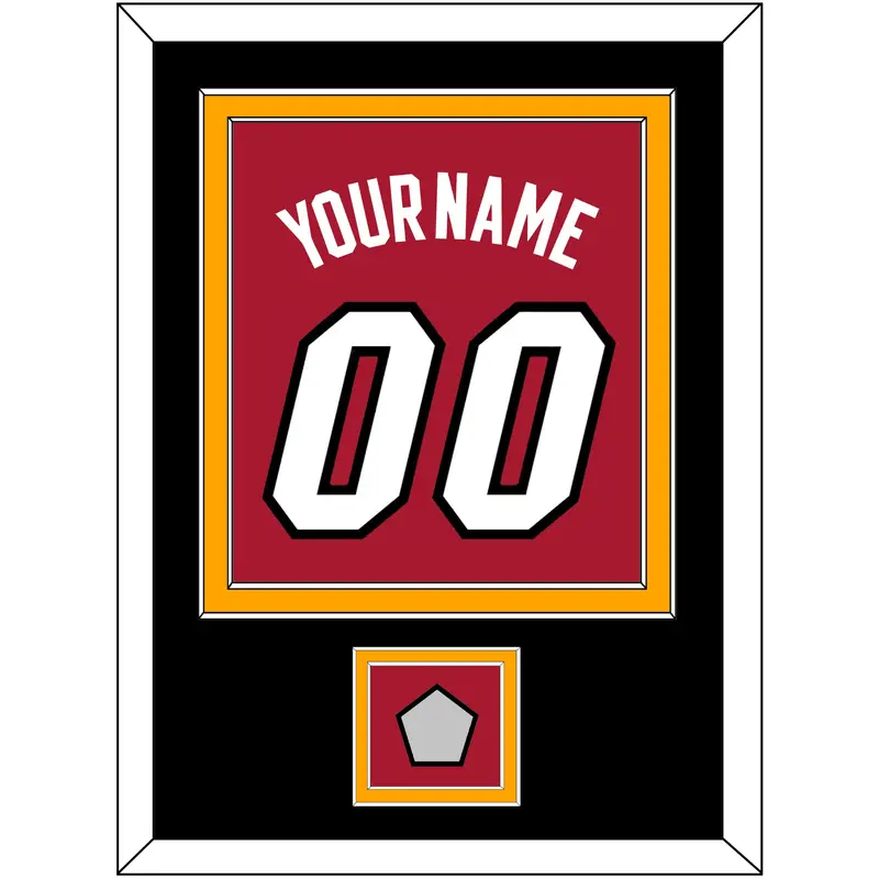 Miami Name & Number With Finals Patch - Alternate Red (2001-2008) - Double Mat 2