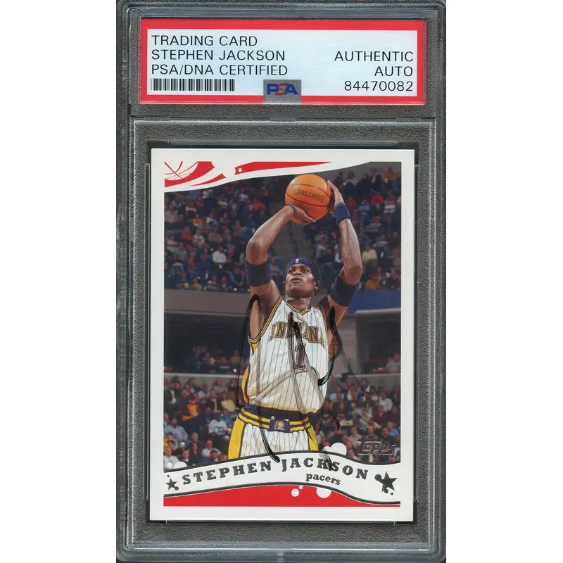 2005-06 Topps #66 Stephen Jackson Signed Card AUTO PSA Slabbed Pacers