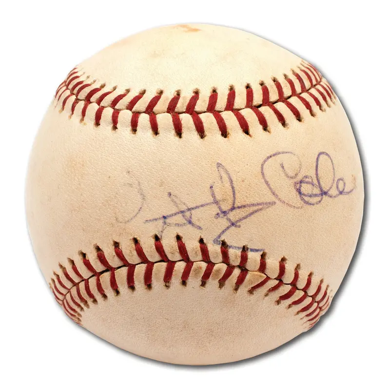 Nat King Cole Single Signed 1950's Baseball Beckett COA King Of Jazz Dec. 1965