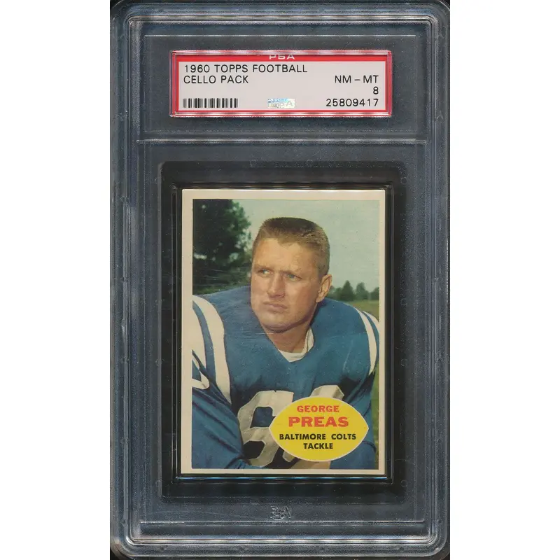 1960 Topps Football Unopened Cello Pack PSA 8