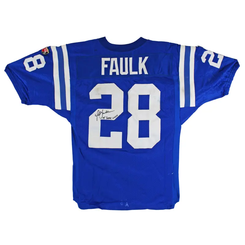 Colts Marshall Faulk "95 Game Worn" Signed Wilson Size 46 Jersey Mears & BAS