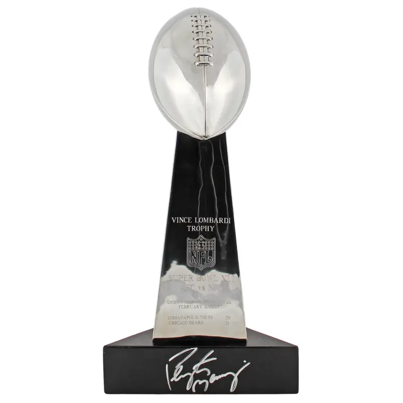 Colts Peyton Manning Authentic Signed 17" Replica Lombardi Trophy BAS #AC33476