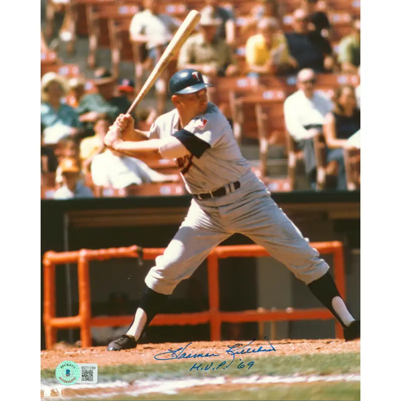 Twins Harmon Killebrew "M.V.P. 69" Signed 8x10 Vertical Batting Photo BAS