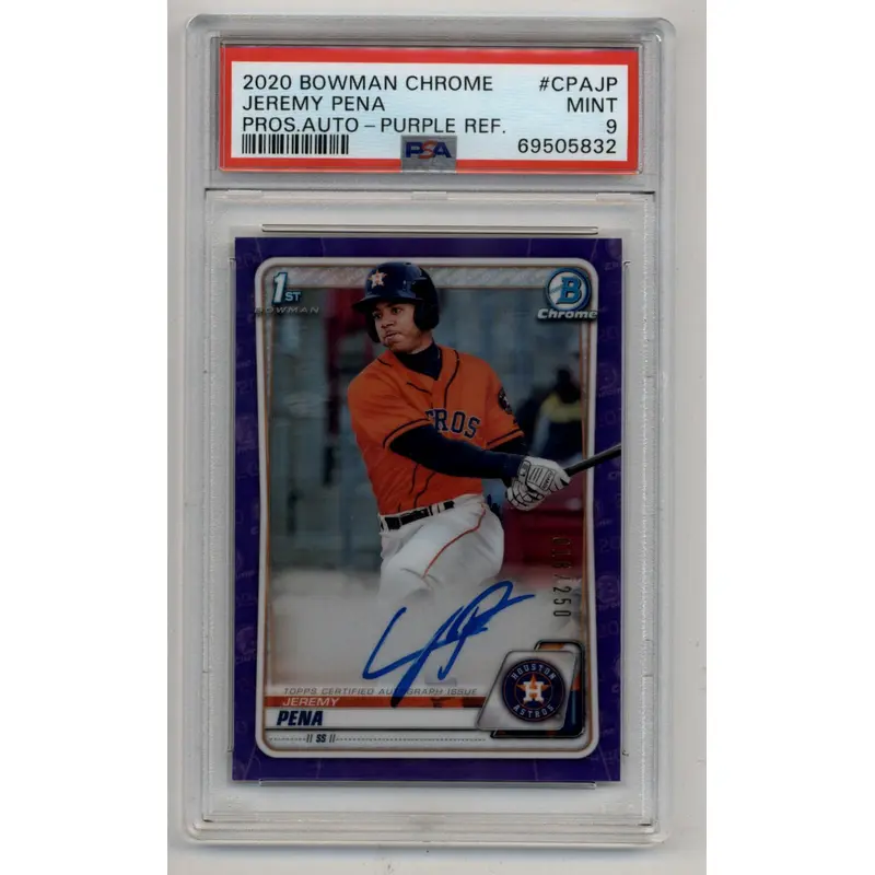 Jeremy Pena 2020 Bowman Chrome Prospect Auto 018/250 PSA 9 Mint