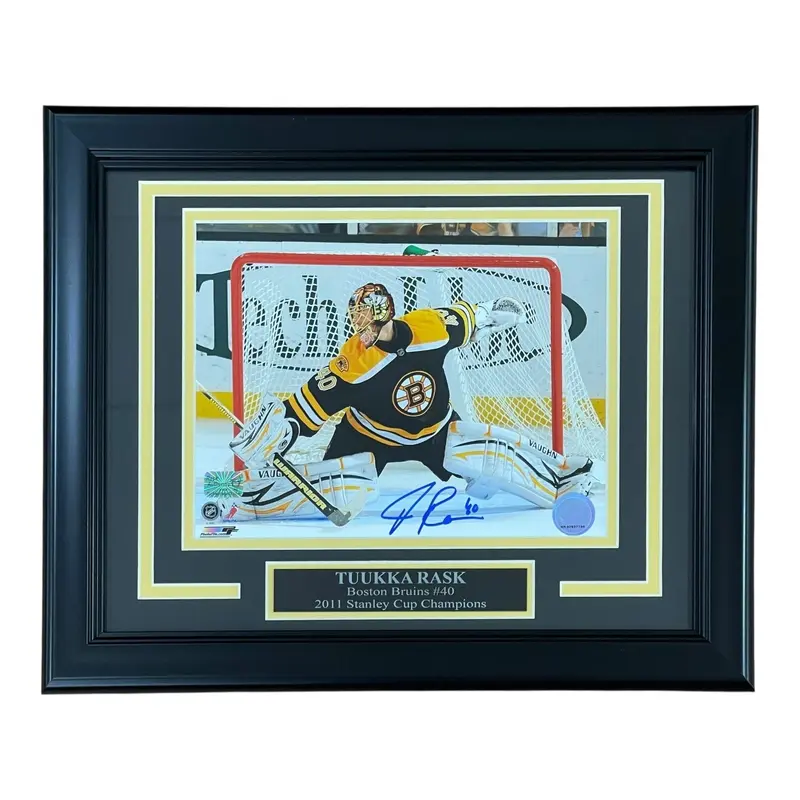 Tuukka Rask Autographed Boston Bruins (Action) Deluxe Framed 8x10 Photo - YSMS
