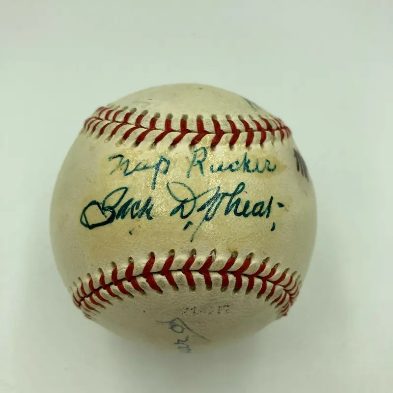 Max Carey Rube Marquard Zack Wheat 1910's Dodgers HOF Signed Baseball JSA COA