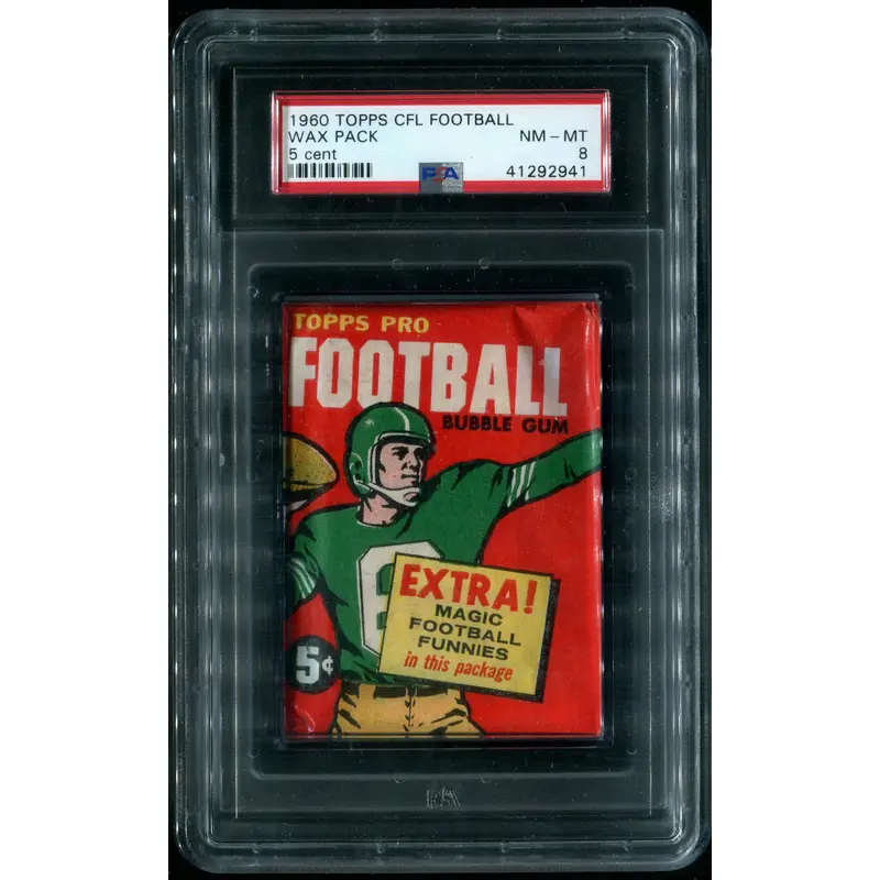 1960 Topps CFL Football Unopened 5 Cent Wax Pack PSA 8