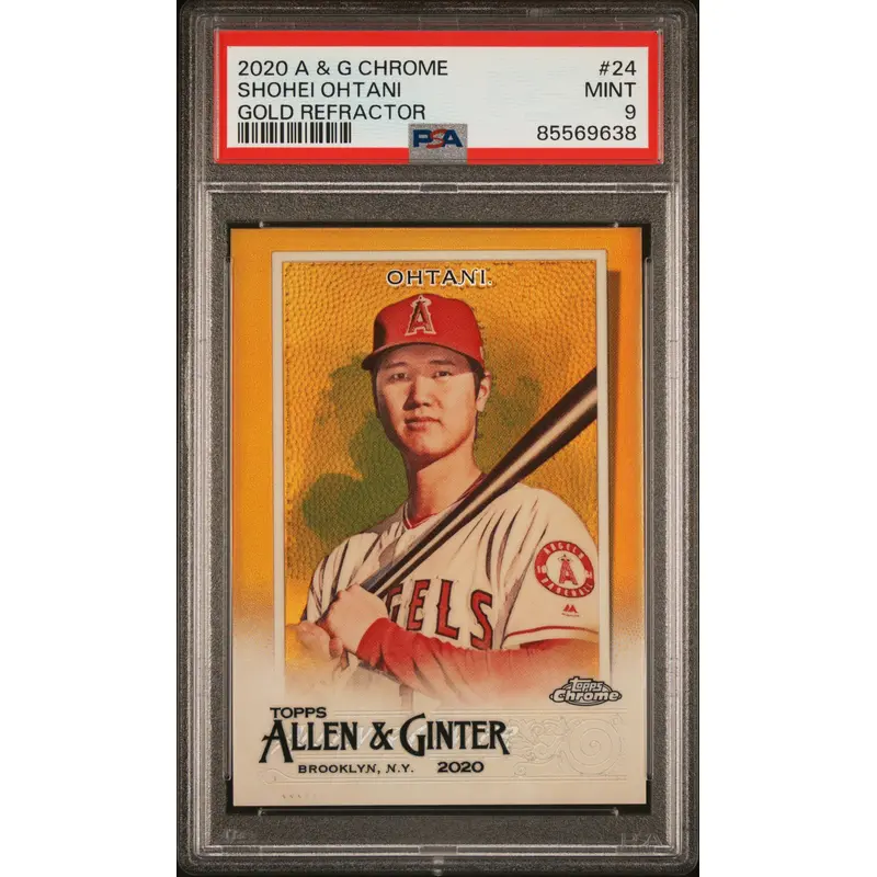 Shohei Ohtani 2020 Topps Allen and Ginter Chrome Gold Refractor #35/50 PSA 9 Mint