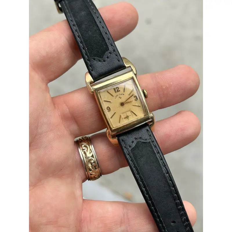 Vintage 1950s Lord Elgin Hand Wind 14K GF Fancy Lug Tang Watch