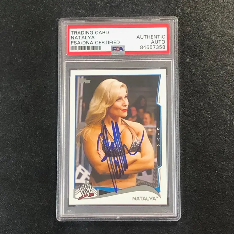 2014 Topps WWE #82 Natalya Signed Card PSA Slabbed Auto