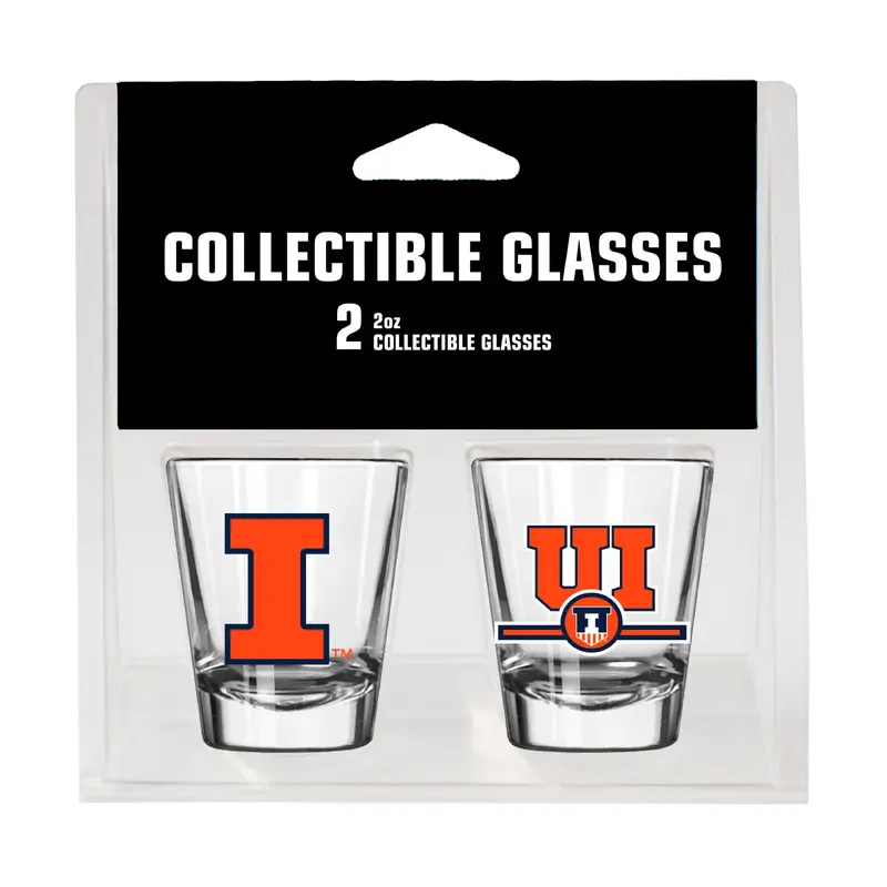 Illinois Campus Colors 2oz Letterman Shot Glass 2 Pack