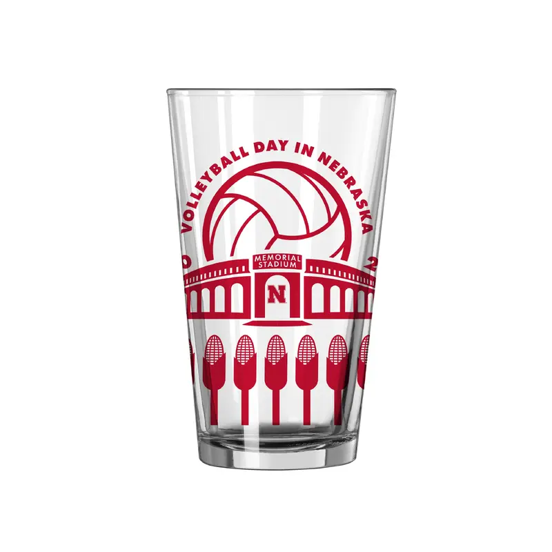 Nebraska 2023 Volleyball Day 16oz Pint Glass