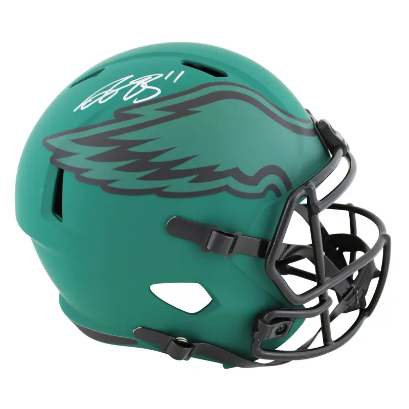 Eagles A.J. Brown Authentic Signed Rave Full Size Speed Rep Helmet BAS Witnessed