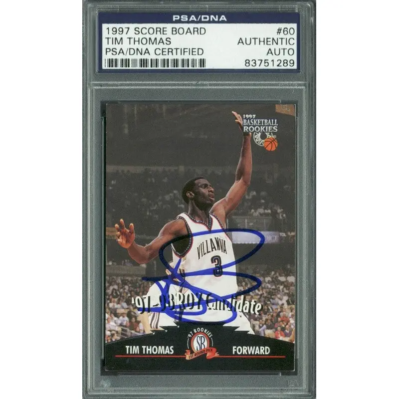 Tim Thomas Authentic Signed Card 1997 Score Board RC #60 PSA/DNA Slabbed