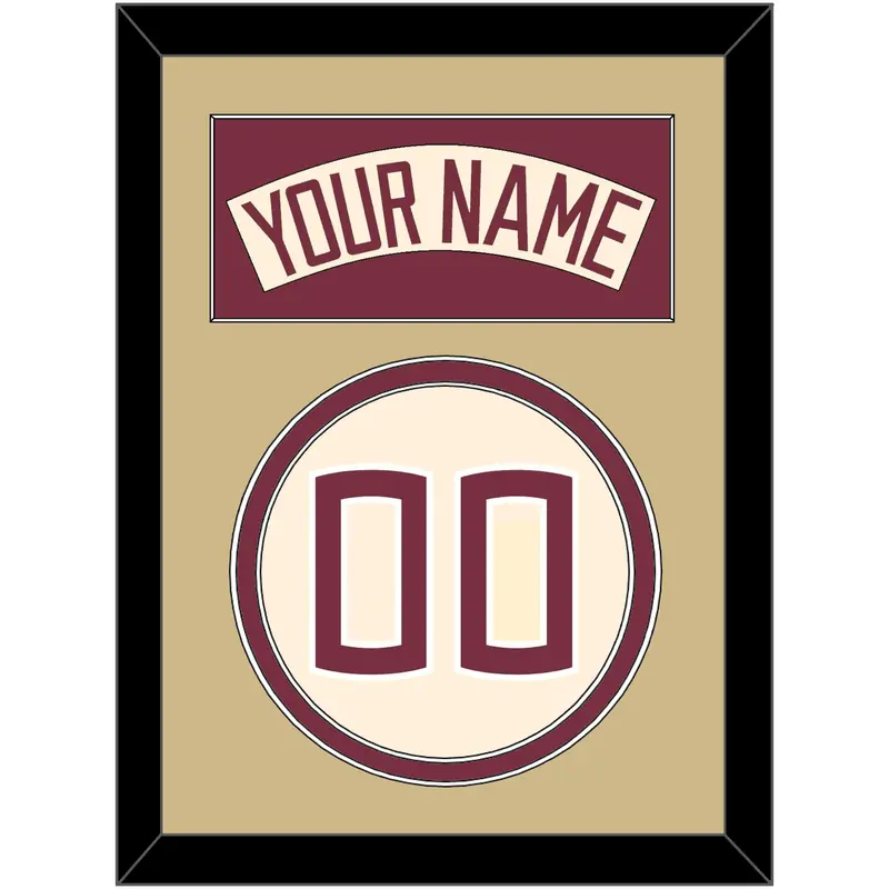 Florida State Baseball Nameplate & Number (Back) - Alternate Gold (2016-2018) - Double Mat 3