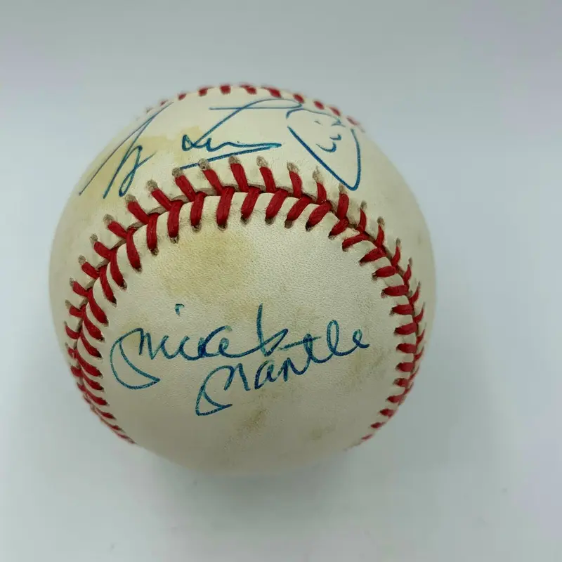 Rare Mickey Mantle Jay Leno Maria Shriver Tonight Show Signed Baseball JSA COA