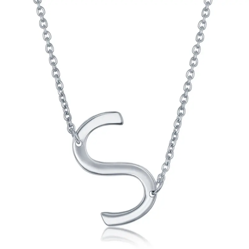 Sterling Silver Sideways 'S' Initial Necklace