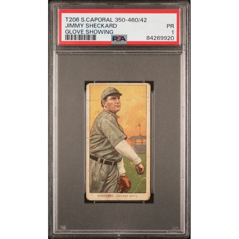 Jimmy Sheckard 1909-11 T206 Sweet Caporal 350-460/42 Glove Showing PSA 1 Poor