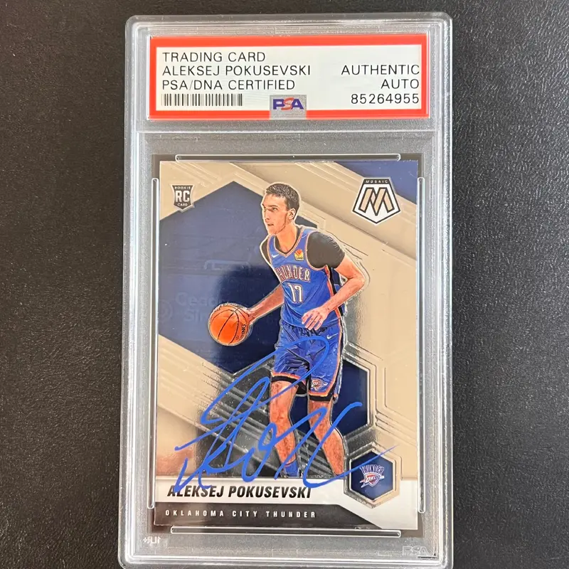 2020-21 Panini Mosaic #226 Aleksej Pokusevski Signed Card AUTO PSA Slabbed RC Thunder