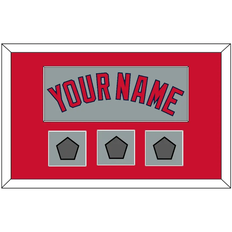 Boston Name & Three World Series Jersey Patches - Road Gray - Single Mat 2