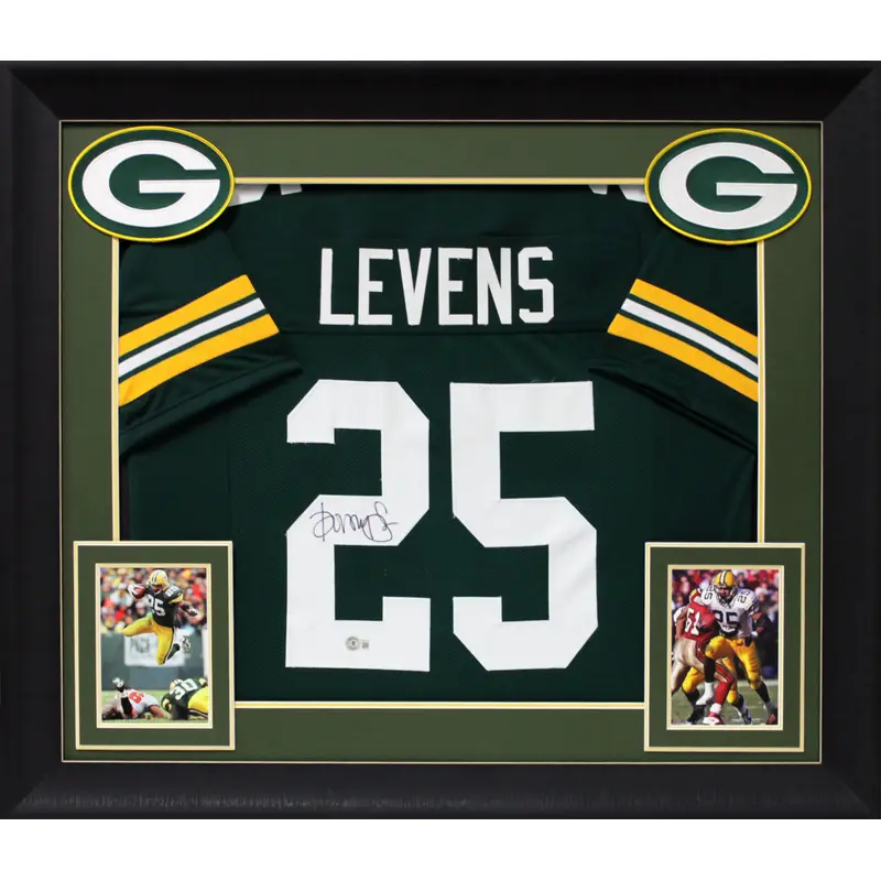 Dorsey Levens Authentic Signed Green Pro Style Framed Jersey BAS Witnessed
