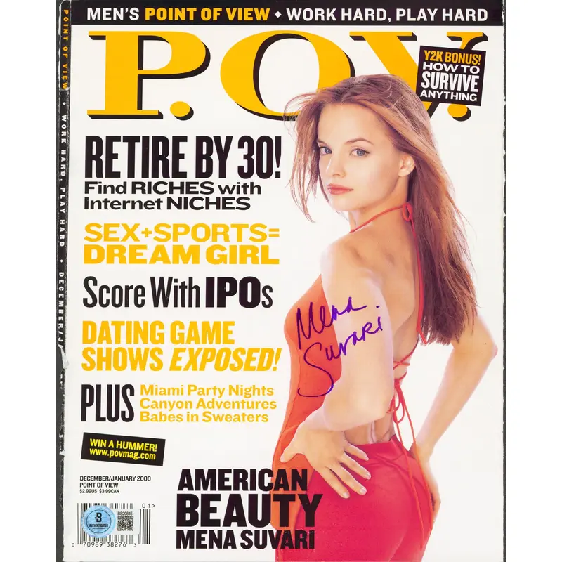 Mena Suvari Authentic Signed P.O.V. Magazine Cover December 2000 BAS #BS20845