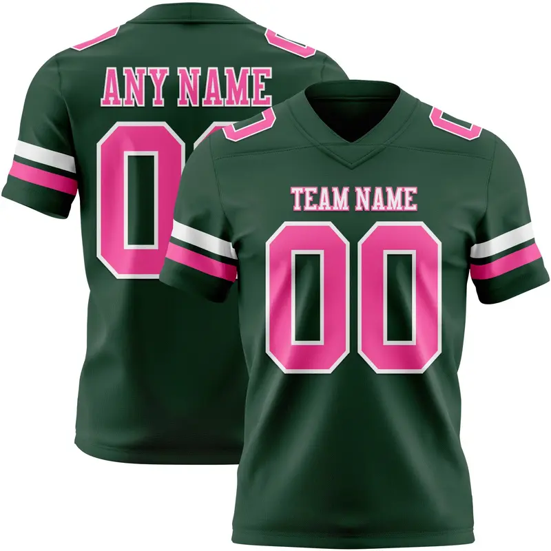 Custom Green Pink-White Mesh Authentic Football Jersey