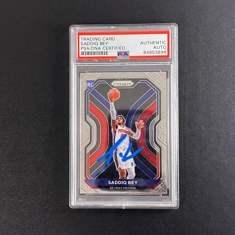 2020-21 Panini Prizm #284 Saddiq Bey Signed Card AUTO PSA Slabbed Pistons