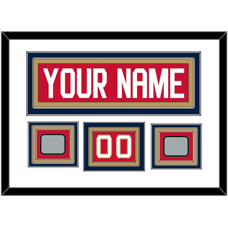 Florida Nameplate, Number (Shoulder) & 2 Stanley Cup Finals Patches - Home Red - Triple Mat 1