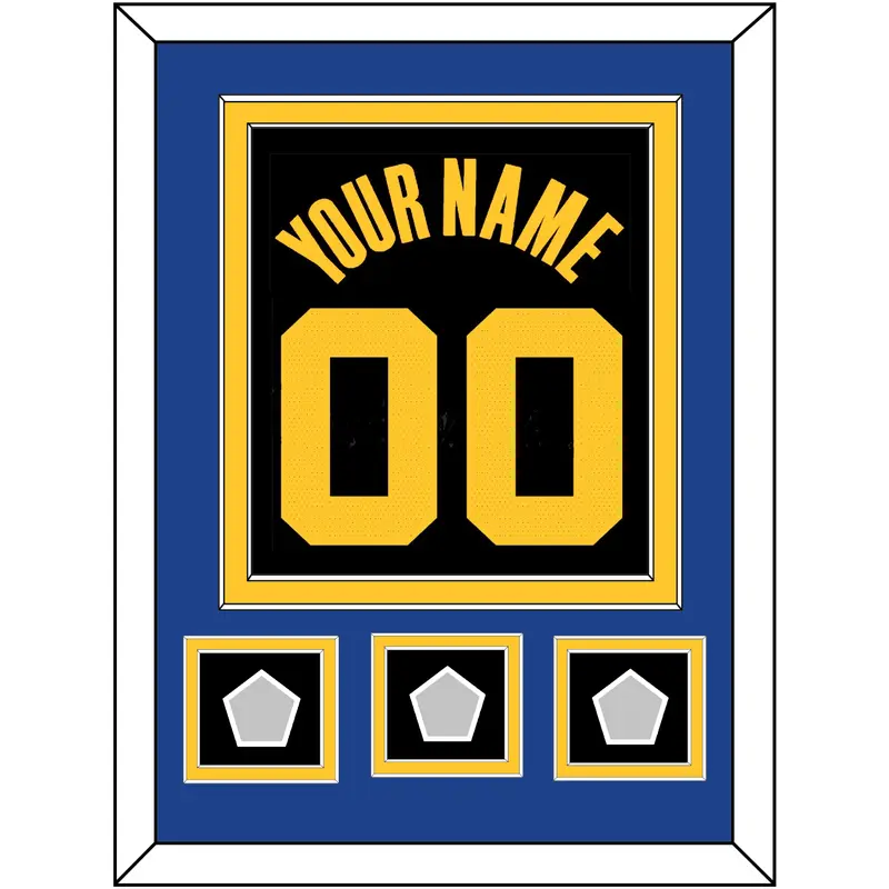 Golden State Name & Number With 3 Finals Patches - Black City (2021-2022) - Double Mat 3