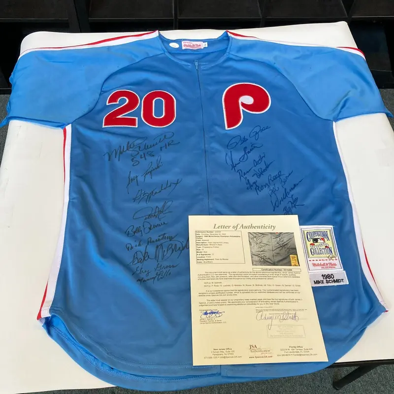 1980 Philadelphia Phillies World Series Champs Team Signed Jersey JSA COA
