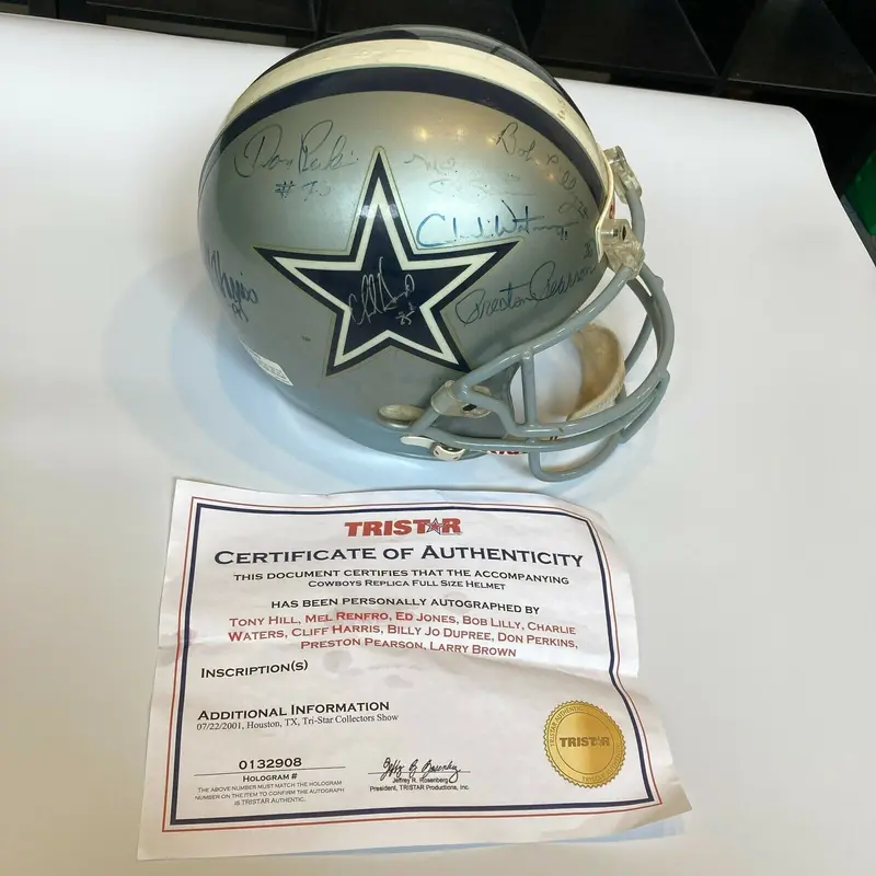 Dallas Cowboys HOF Legends Multi Signed Authentic Riddell Helmet Tristar COA