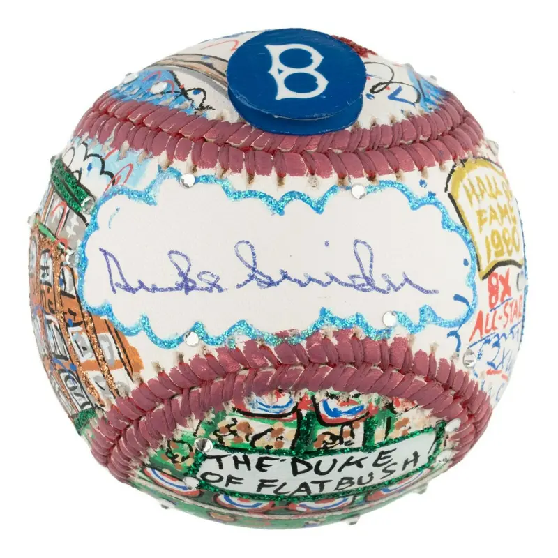 Duke Snider Signed Charles Fazzino Hand Painted Pop Art Baseball Steiner
