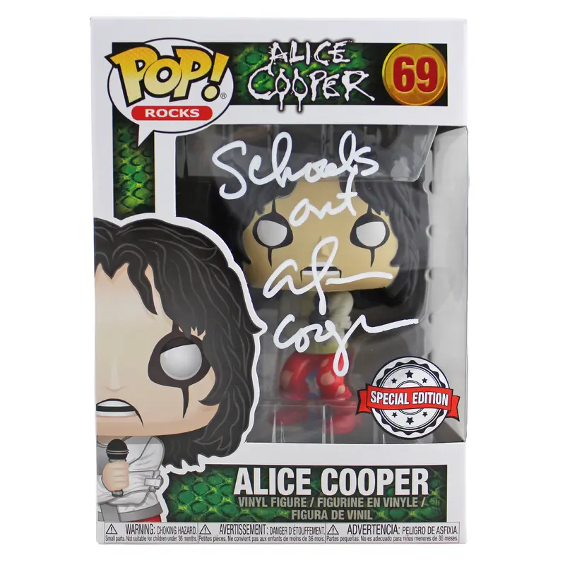 Alice Cooper "Schools Out" Signed #69 Funko Pop Vinyl Figure w/ White Sig BAS